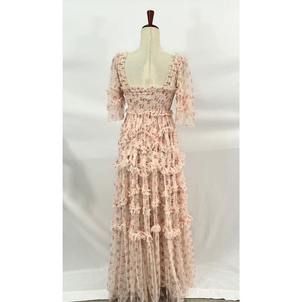 NEEDLE & THREAD Sz 2 Bijou Rose Smocked Maxi Dress Gown - Picture 4 of 13